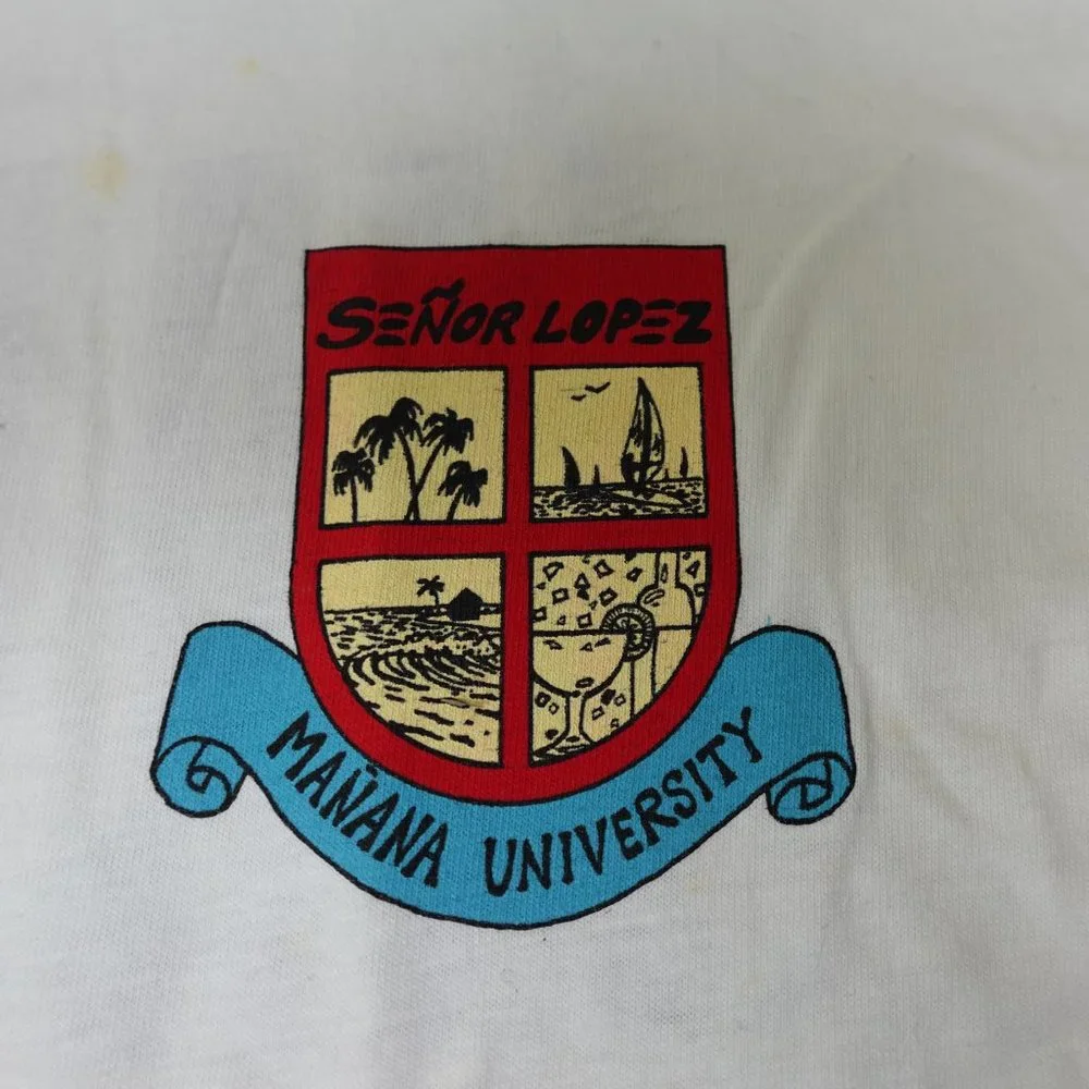 Vintage Senor Lopez Shirt Mens Large L White T Tee Manana U Single Stitch - Picture 5 of 7